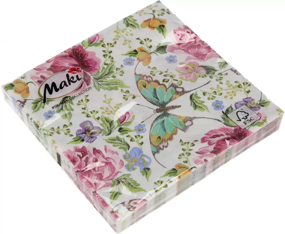 SERWETKA PAP 3W 330X330 MOTYL/KWIAT PM OP - tantis.pl