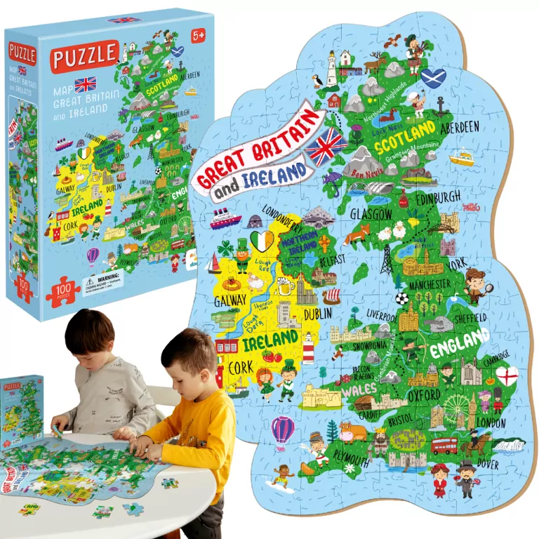 Puzzle 100. Mapa Wielkiej Brytanii i Irlandii - tantis.pl