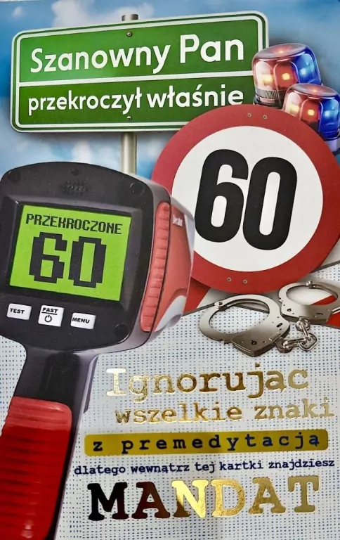 Karnet z mandatem 60 urodziny męskie - tantis.pl