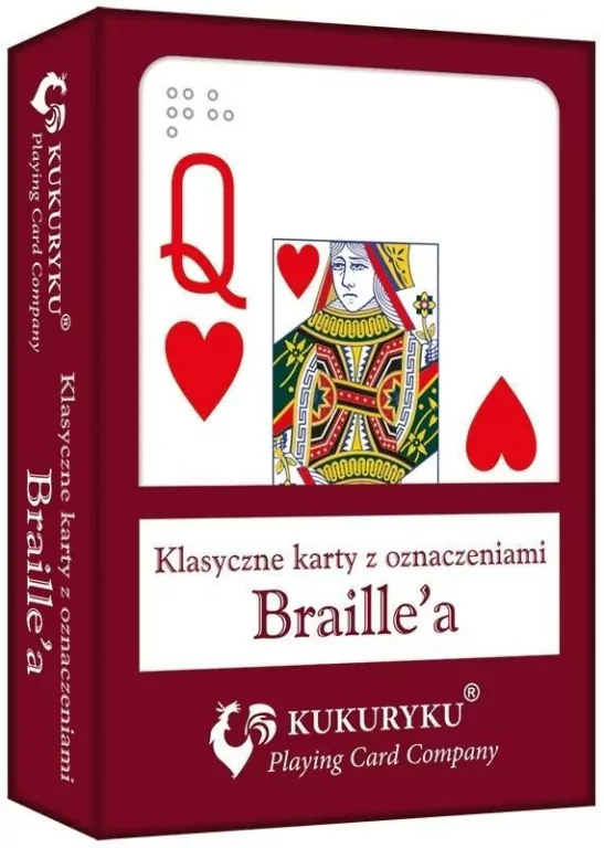 Karty do gry czerwone ze znakami Braille'a - tantis.pl