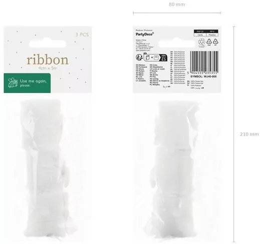 Wstążka szyfonowa biały 40mm/5m - tantis.pl