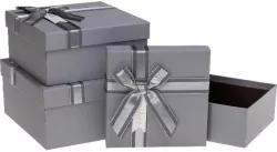 Pudełko prezentowe z kokardą srebrny ROZETTE