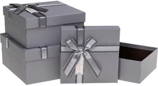 Pudełko prezentowe z kokardą srebrny ROZETTE