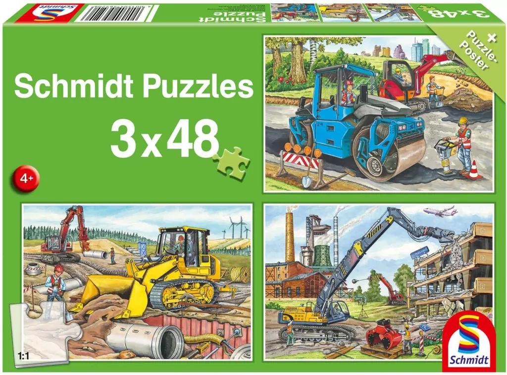 Puzzle 3x48 Pojazdy budowlane G3 - tantis.pl