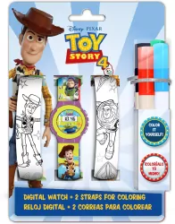 Zestaw zegarek cyfrowy z paskami do kolorowania. Toy Story