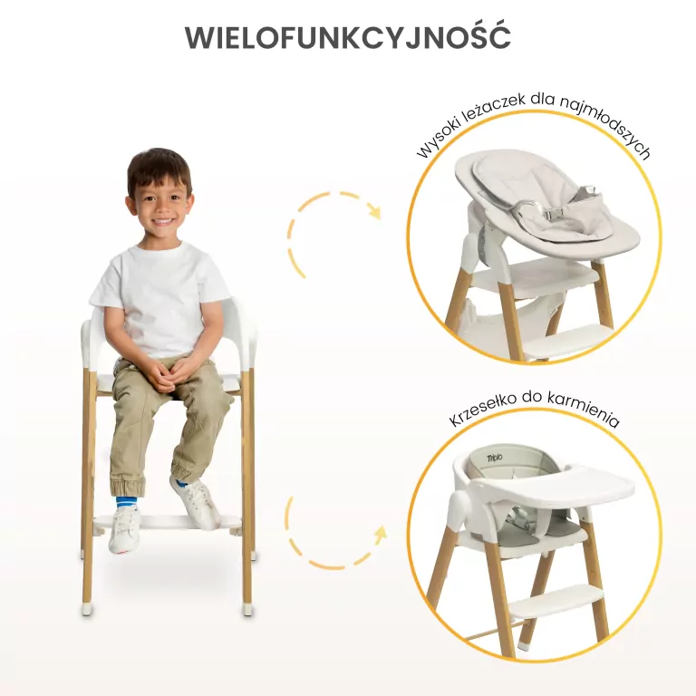Caretero Krzesełko do karmienia Triplo beige - tantis.pl