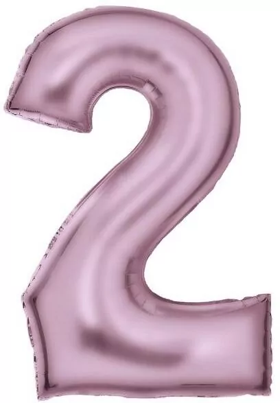 Balon foliowy cyfra 2 satynowa pastelowy róż 86cm - tantis.pl