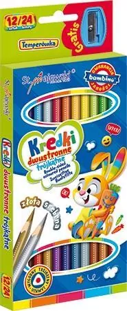 Kredki szkolne trójkątne Bambino. Dwustronne 12 sztuk - tantis.pl