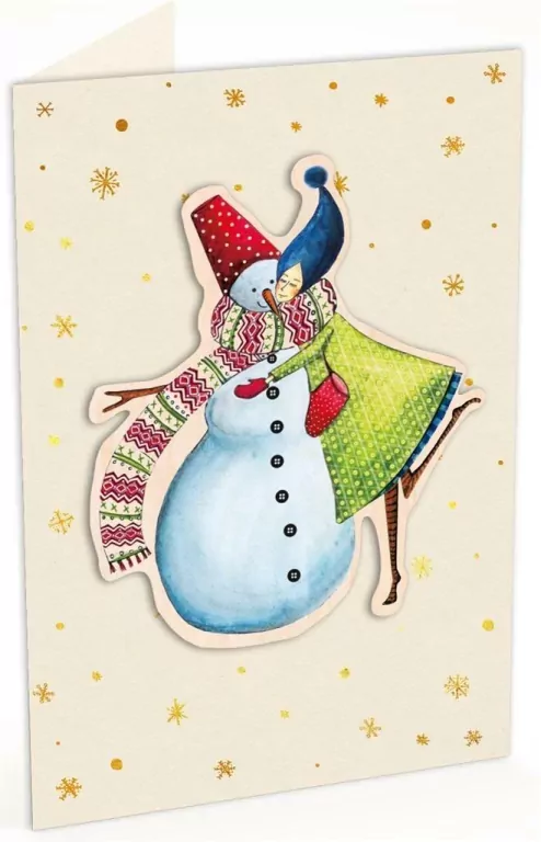 Karnet C6 naklejany + koperta Święta Kobieta z bałwanem - tantis.pl