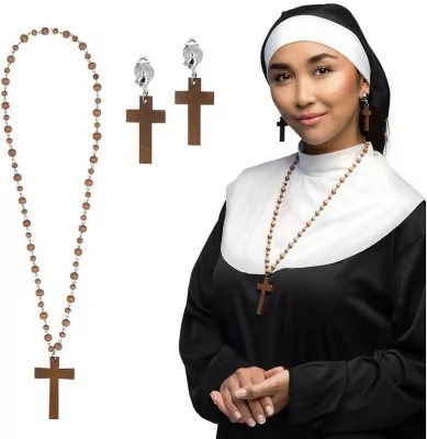 Zestaw Zakonnica naszyjnik i kolczyki
