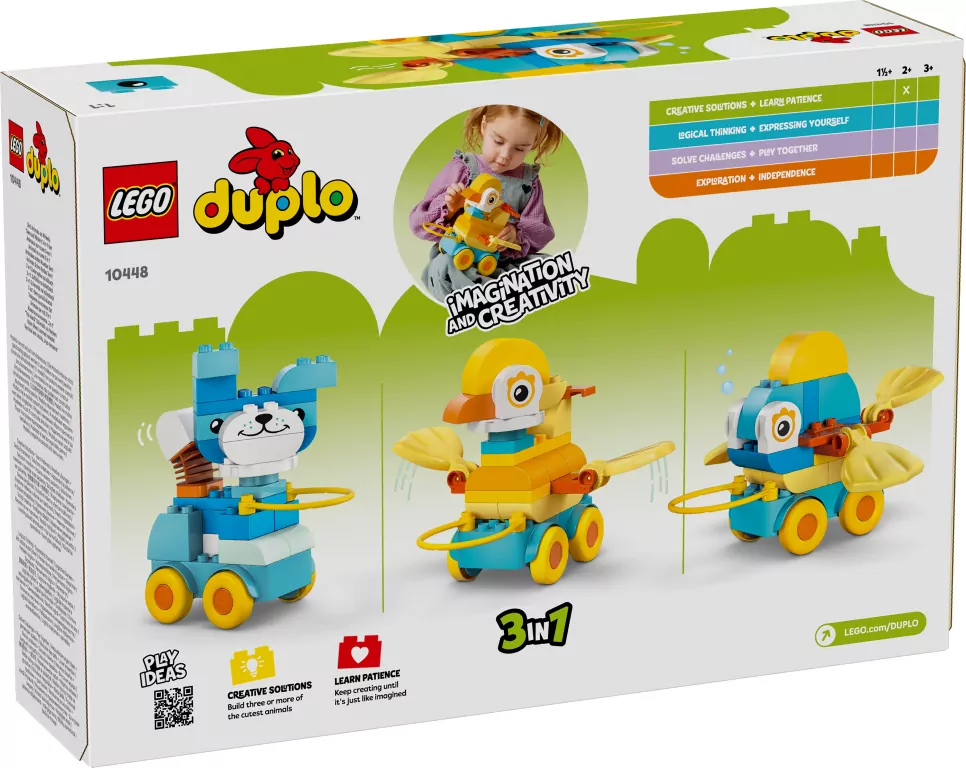 LEGO® Duplo. 3 w 1 Zwierzątka na kółkach 10448 - tantis.pl