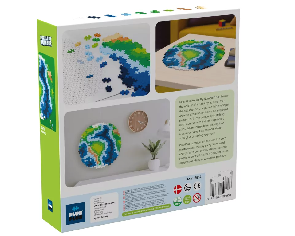 Puzzle po numerach- Ziemia. Klocki Plus-Plus - tantis.pl