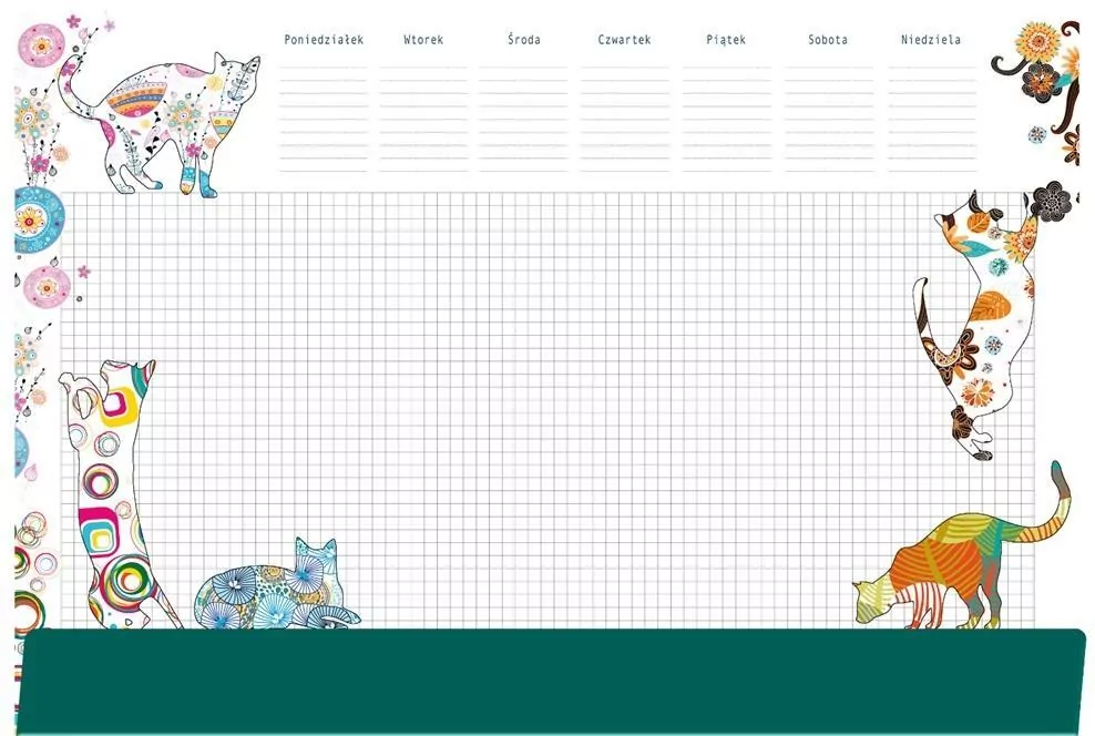 Podkład na biurko B3. Notes 35x50 cm. Koty - tantis.pl