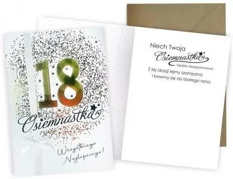 Karnet okolicznościowy. Urodziny 18. Kukartka - tantis.pl