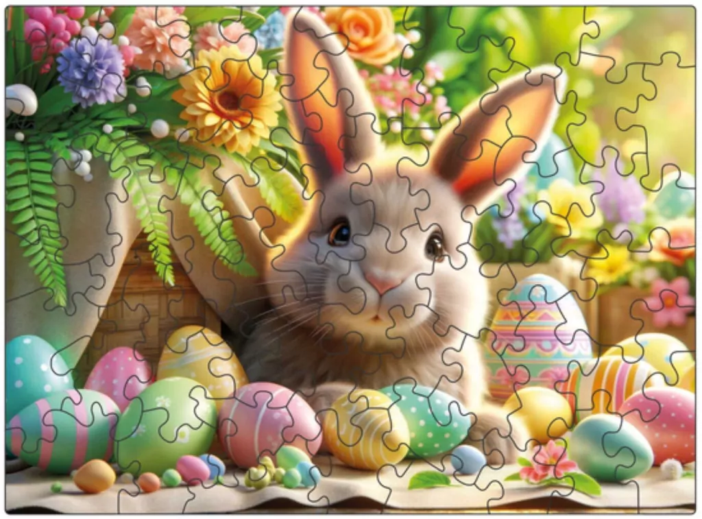 Puzzle drewniane 50. Wielkanocny zajączek - tantis.pl