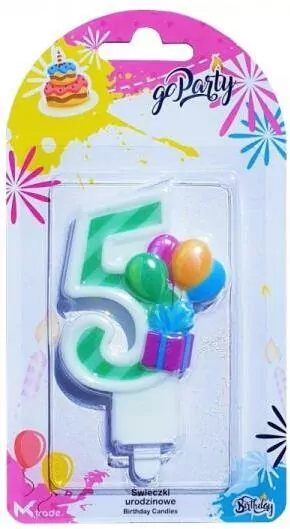 Świeczka urodzinowa "5" z balonikami - tantis.pl