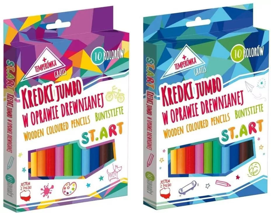 Kredki Jumbo. 10 kolorów + temperówka - tantis.pl