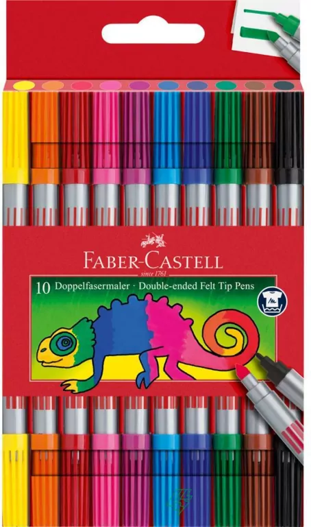 Faber-Castell. Flamastry dwustronne, 10 kolorów - tantis.pl