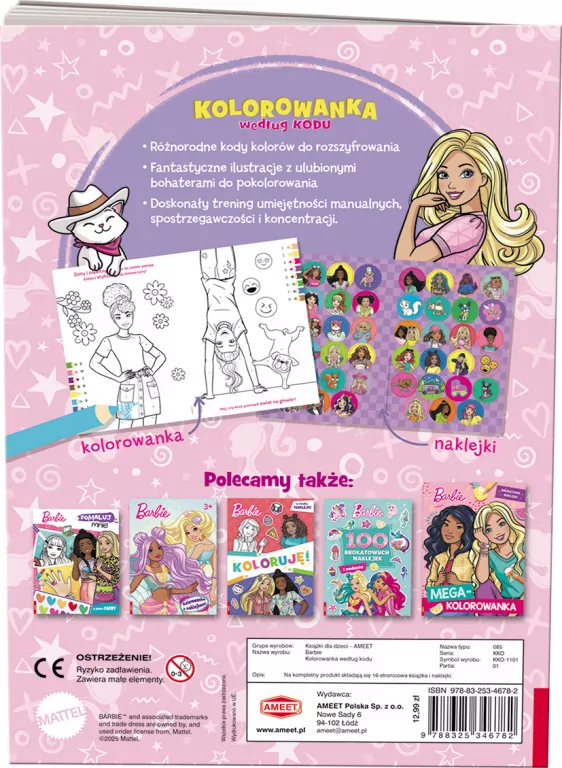 Kolorowanka według kodu. Barbie - tantis.pl
