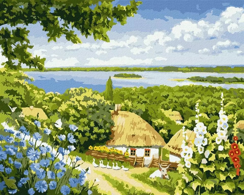 Malowanie po numerach. Wiejski zakątek 40x50cm - tantis.pl