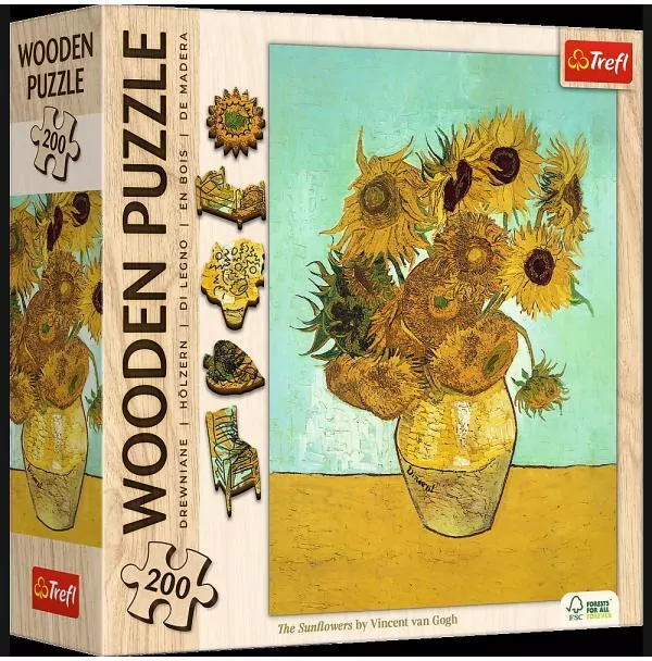 Trefl. Puzzle drewniane 200. Słoneczniki - tantis.pl