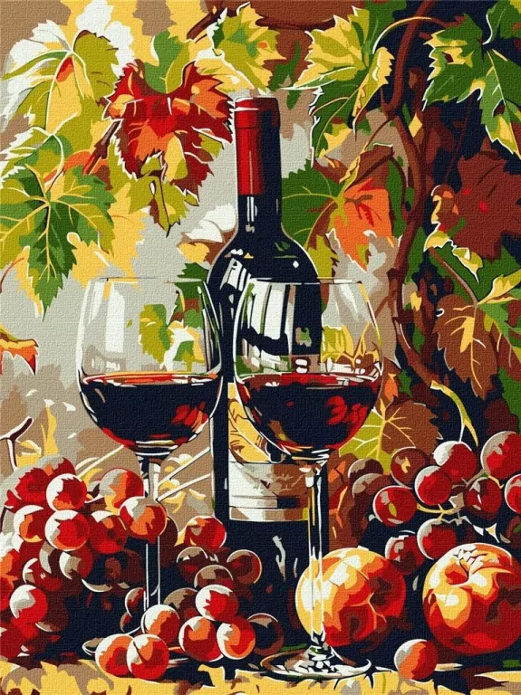 Malowanie po numerach - Jesienne wino 30x40cm - tantis.pl