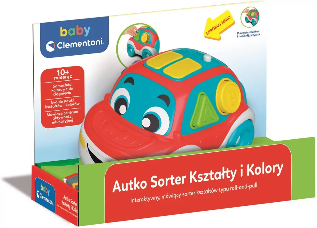Clementoni Baby. Autko sorter. Kształty i kolory - tantis.pl