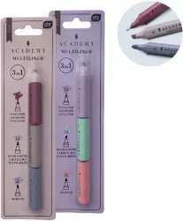 Marker + zakreślacze + cienkopis 3w1 Academy mix