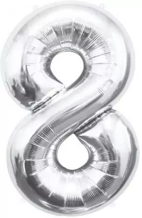 Balon foliowy B&C cyfra 8 srebrna 85cm - tantis.pl