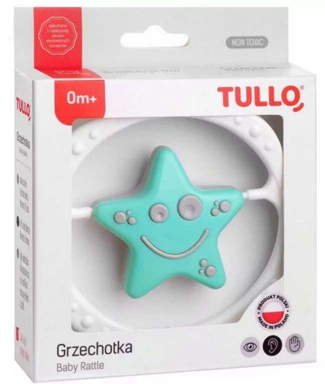 Grzechotka gwiazdka miętowo-szara - tantis.pl