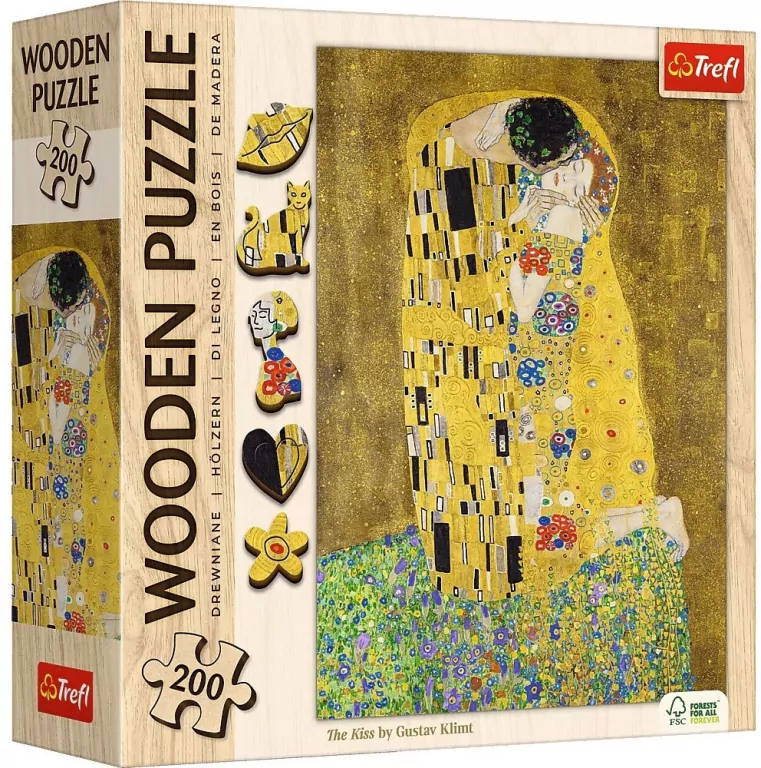 Trefl. Puzzle drewniane 200. Pocałunek Gustav Klimt - tantis.pl