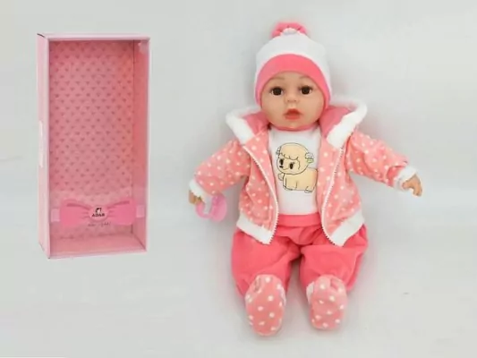 Lalka bobas 45cm ze smoczkiem, z dźwiękiem, w pudełku