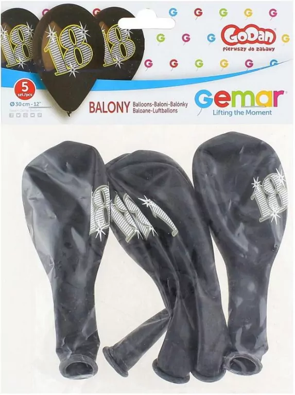 Balony premium hel 18 czarne 30cm - tantis.pl