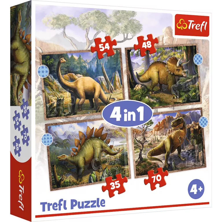 Puzzle 4w1. Ciekawe dinozaury. 34383 - tantis.pl