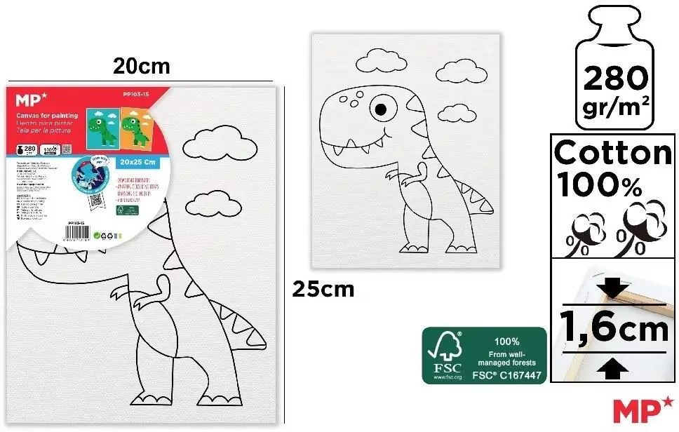 Płótno do malowania dinozaur 20x25 - tantis.pl