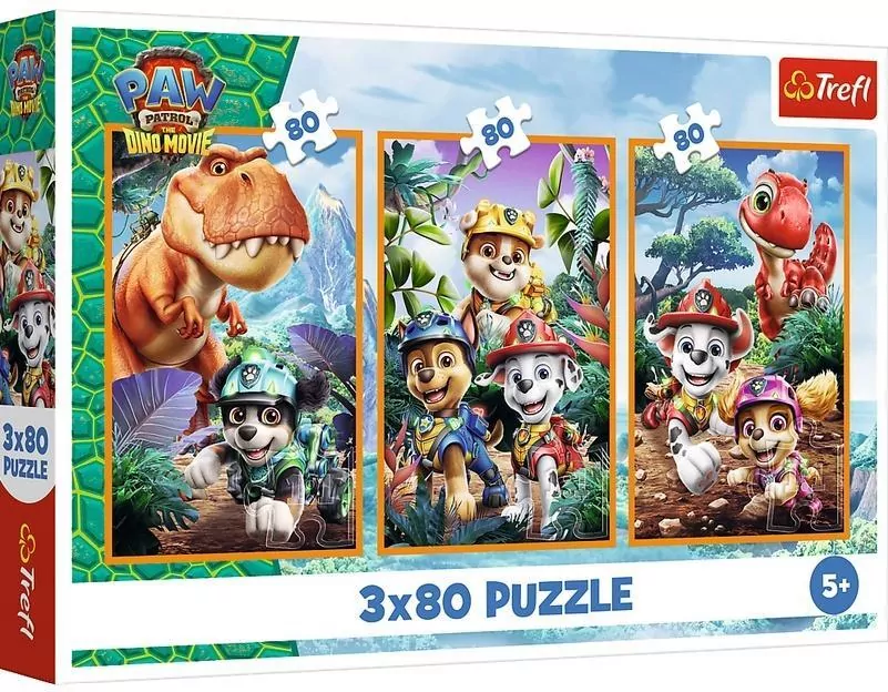 Puzzle 3x80 Bohaterowie dinozaurów TREFL - tantis.pl