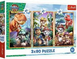 Puzzle 3x80 Bohaterowie dinozaurów TREFL