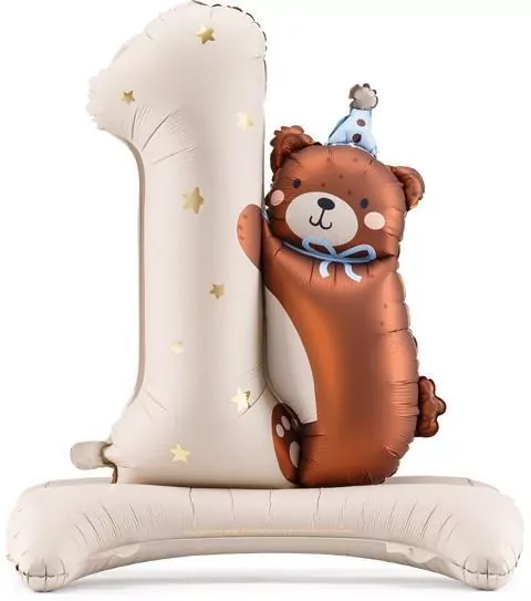 Balon foliowy 1 z Misiem 81x72cm - tantis.pl