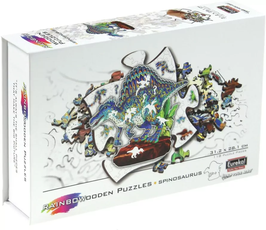 Puzzle 118 drewniane kolorowe Spinozaur - tantis.pl