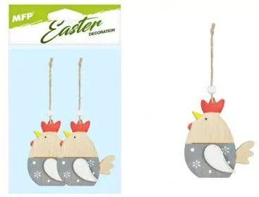 Kura zawieszka drewniana szara 2szt 9cm - tantis.pl
