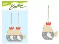 Kura zawieszka drewniana szara 2szt 9cm - tantis.pl