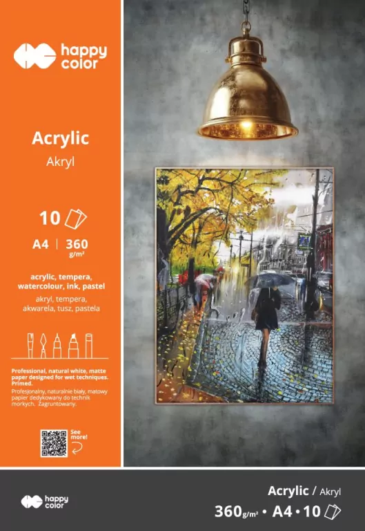 Blok do akrylu Art. A4 360g. 10ark. Happy Color - tantis.pl