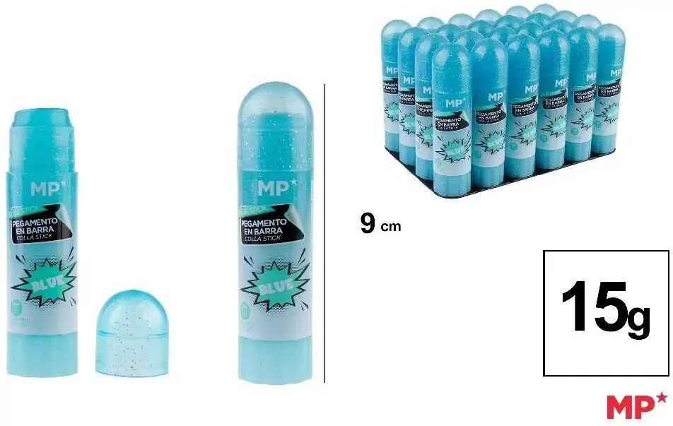 Klej w sztyfcie niebieski 15g. 24 sztuki - tantis.pl