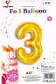 Balon foliowy złoty cyfra 3, wys. 81 cm   BCF-955-3 - tantis.pl
