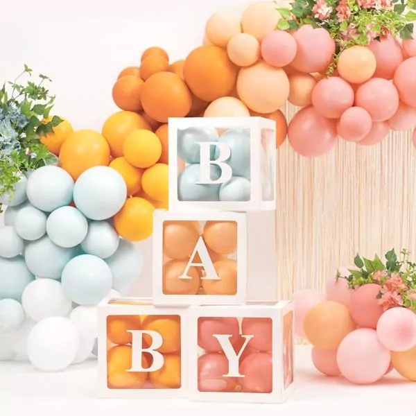 Pudełka na balony BABY białe 30x30cm 4szt - tantis.pl