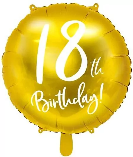 Balon foliowy 45cm. 18th Birthday złoty - tantis.pl