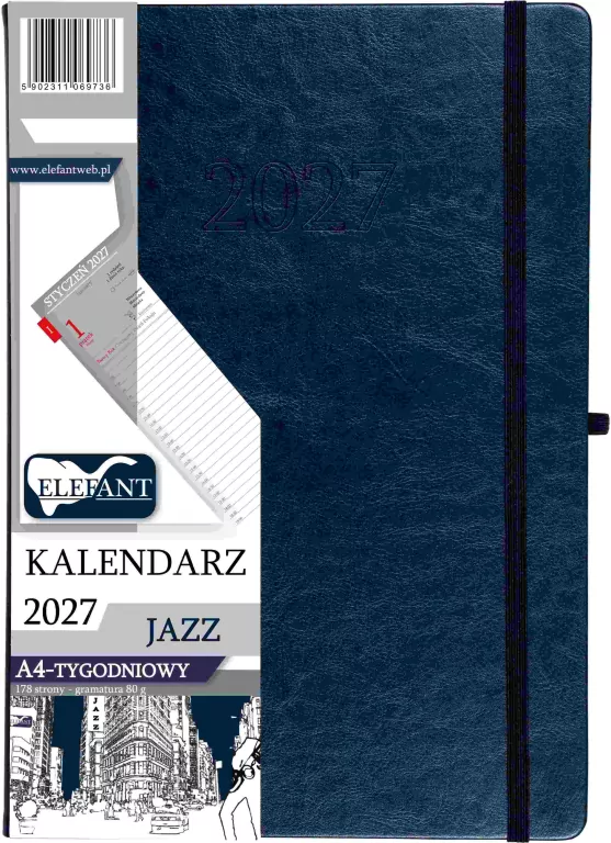 Kalendarz Jazz 2027 A4 tygodniowy granatowy - tantis.pl