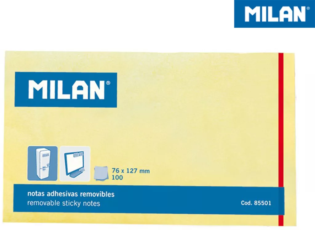 Karteczki samoprzylepne Milan 125x76 mm żółte, 100 sztuk - tantis.pl