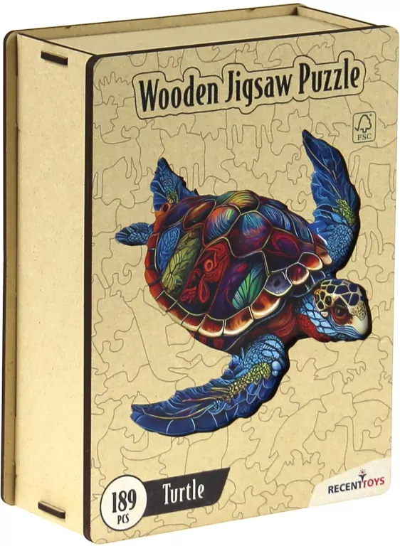 Puzzle 189 drewniane Żółw - tantis.pl