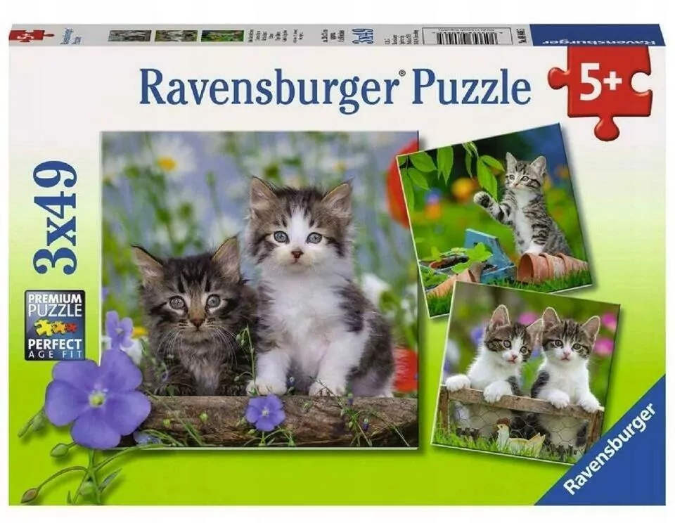 Ravensburger. Puzzle 3x49 elementów. Kocięta - tantis.pl